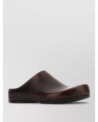 Miu Miu - Leather Slippers Round Toe Textured Finish - Lyst