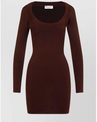 Saint Laurent - Ribbed Texture Mini Dress With Long Sleeves - Lyst