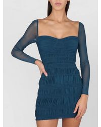 Self-Portrait - Long-Sleeve Sweetheart-Neck Mini Dress - Lyst