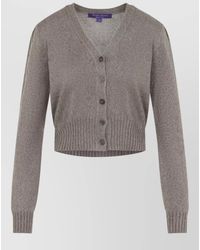 Ralph Lauren - Silk Cropped V-Neck Ribbed Cardigan - Lyst
