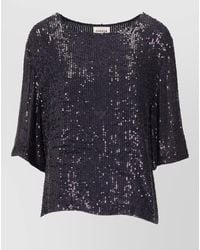 P.A.R.O.S.H. - Round Neck Sequin Embellishment Short Sleeves Top - Lyst