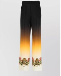 Etro - Silk Graphic-Print Straight-Leg Trousers - Lyst