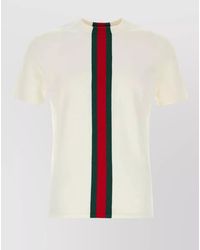 Gucci - Cotton Knit Crew Neck Short Sleeve T-Shirt - Lyst