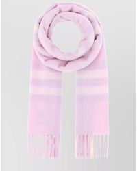 Burberry - Cashmere Scarf With Fringed Ends And Embroidery - Lyst