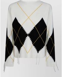 Pinko - Argyle Knit Crew Neck Long Sleeve Sweater - Lyst
