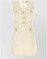 Self-Portrait - Boucle Mini Dress Decorative Buttons Pockets - Lyst
