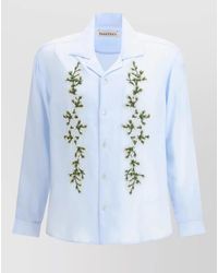 BAZISZT - Floral-Embroidered Cotton Camp-Collar Shirt - Lyst