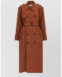 Saint Laurent - Cotton Silk Double-Breasted Belted Trench Coat - Lyst