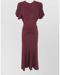 Victoria Beckham - Bela Midi Dress Short Sleeves Ruched - Lyst