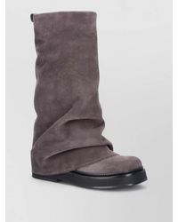 The Attico - Square Toe Suede Mid Calf Pull On Boots - Lyst