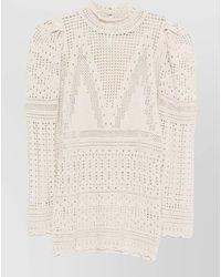 Isabel Marant - Crochet High-Neck Long-Sleeve Blouse - Lyst