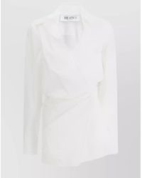 The Attico - Cotton Gathered Plunge Mini Dress - Lyst
