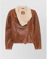 Isabel Marant - Luxurious Shearling Leather Jacket With High Collar - Lyst