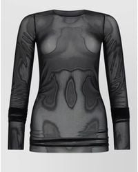 Rick Owens - Long Sleeve Stretch Sheer Round Neck Top - Lyst