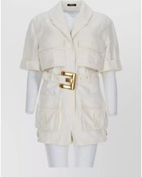 Balmain - Belted Waist Shorts Button Detail Pockets - Lyst