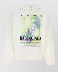 Balenciaga - Oversize Hooded Cotton Sweatshirt Graphic Front Pocket - Lyst