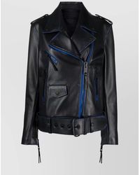 Off-White c/o Virgil Abloh - Leather Contrast Trim Biker Jacket - Lyst