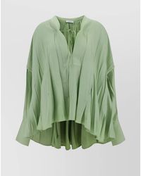 Ferragamo - Gathered Oversized V-Neck Blouse - Lyst