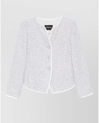 Emporio Armani - Wool Blend Jacket Long Sleeves Round Neck - Lyst