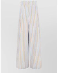 Dries Van Noten - Wide Leg Striped Cotton Pants Pockets - Lyst