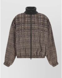 Brunello Cucinelli - Sequin Embellished Check Bomber Coat - Lyst