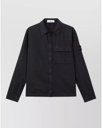 Stone Island - Cotton Shirt Jacket Long Sleeves Collar - Lyst