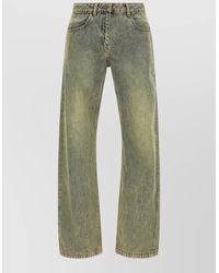 Entire studios - Stonewashed Selvedge Denim Wide-Leg Straight-Leg Regular-Fit Jeans - Lyst
