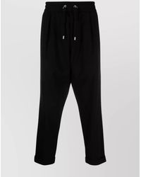 Balmain - Drop-Crotch Cropped Trousers With Turn-Up Cuffs - Lyst
