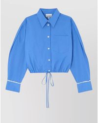 Ganni - Cropped Cotton Shirt Jacket - Lyst