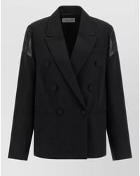 ARMARIUM - Sveva Blazer Notched Lapels Button Accents Sheer - Lyst