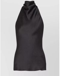 Balmain - Silk Draped High-Neck Halterneck Blouse - Lyst