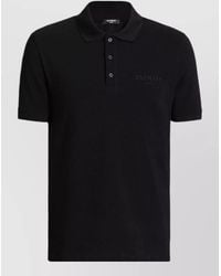 Balmain - Short Sleeve Polo Collar Cotton Top - Lyst