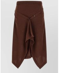Lemaire - Wool Asymmetric Draped Midi Skirt - Lyst