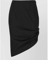 Carolina Herrera - Virgin Wool Draped Midi Skirt - Lyst