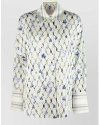Genny - Shirt Collared Neck Cuffed Sleeves Floral Pattern - Lyst
