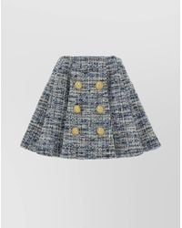 Balmain - High-Rise Pleated Tweed Mini Skirt - Lyst