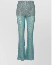 Self-Portrait - Elastic Waistband Flared Trousers With Sequined Embellishments - Lyst