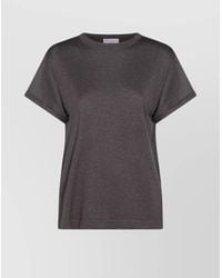 Brunello Cucinelli - Cashmere And Silk Short-Sleeve Crewneck Knitted Top - Lyst