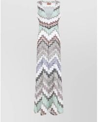 Missoni - Metallic Zigzag Sleeveless V-Neck Maxi Beach Dress - Lyst