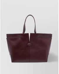 Tod's - Leather Tote Bag With Double Top Handles - Lyst