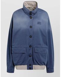 Miu Miu - High Collar Jacket Elastic Hem Pockets - Lyst