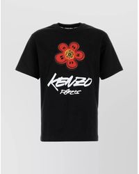 KENZO - Cotton Crew Neck T-Shirt With Graphic Print - Lyst