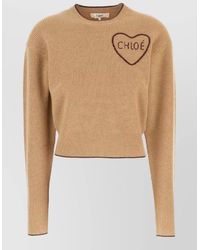 Chloé - Cashmere Wool Ribbed Cropped Crewneck Sweater - Lyst