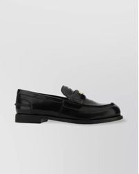 Miu Miu - Leather Loafers With Stacked Heel And Metal Detail - Lyst