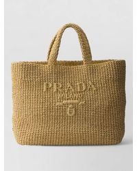 Prada - Crochet Tote Bag Rectangular Shape Handles - Lyst