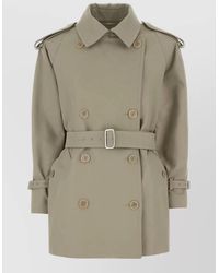 Max Mara - Cotton Short Double-Breasted Belted Trench Coat - Lyst