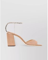 Jimmy Choo - Suede Block Heel Sandals With Embellished Strap - Lyst