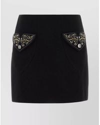 Versace - Virgin Wool Studded Mini Skirt - Lyst