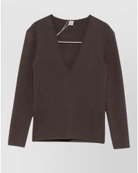 TOTEME - Ribbed Slim-Fit V-Neck Knitted Top - Lyst