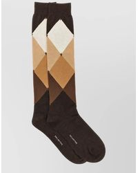 Ballantyne - Diamond-Pattern Knee-Length Socks - Lyst